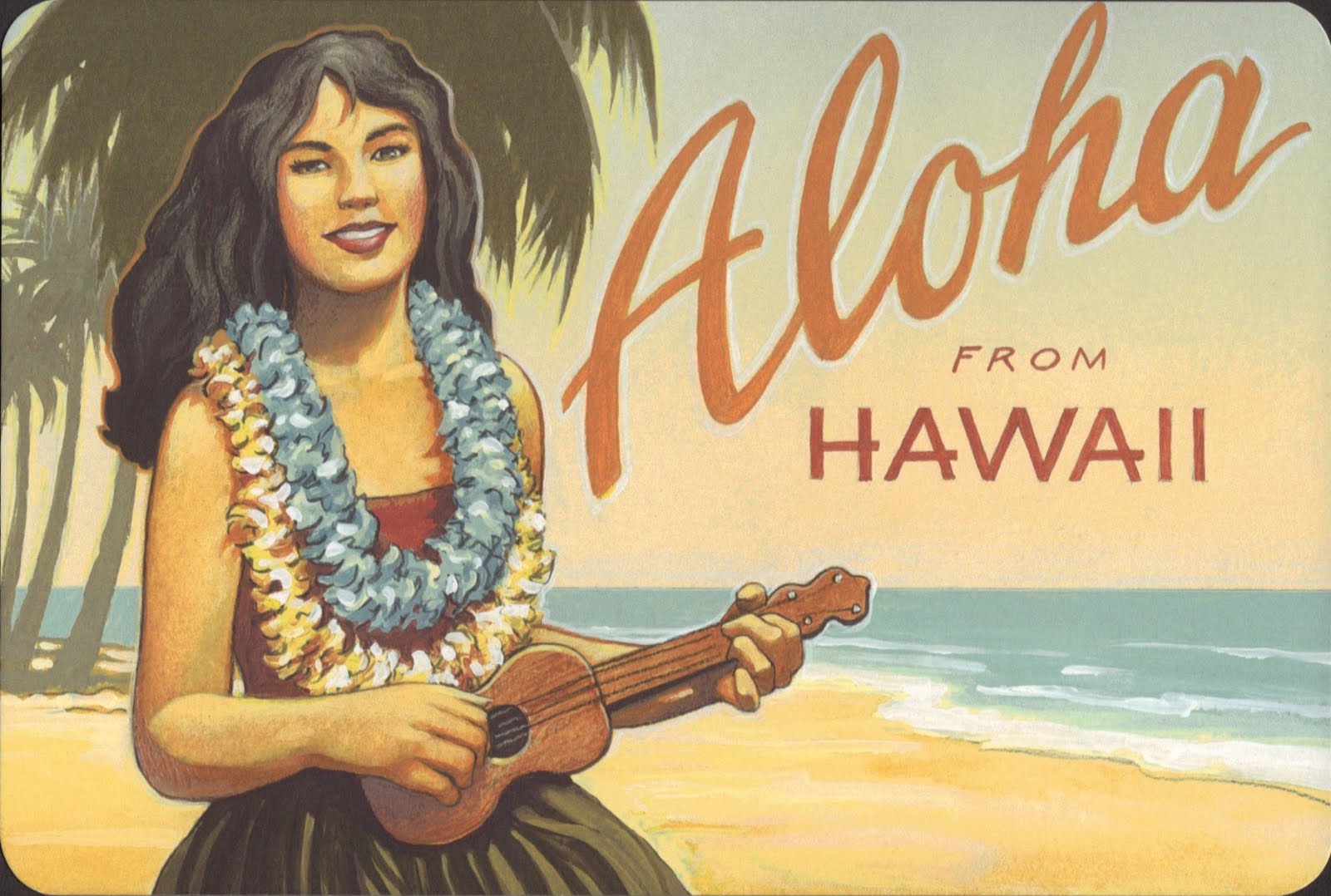 vintage hawaiian postcards bikini fingers